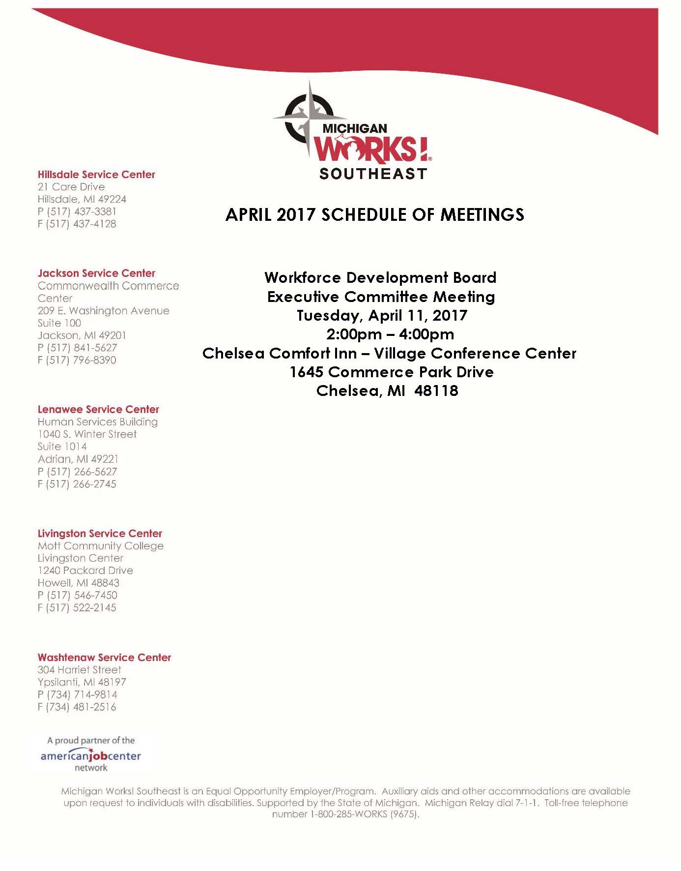 Public Meeting Notice for MWSE April 2017